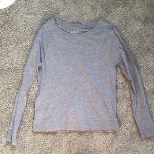 Loft Crew Neck Marled Long Sleeve Shirt